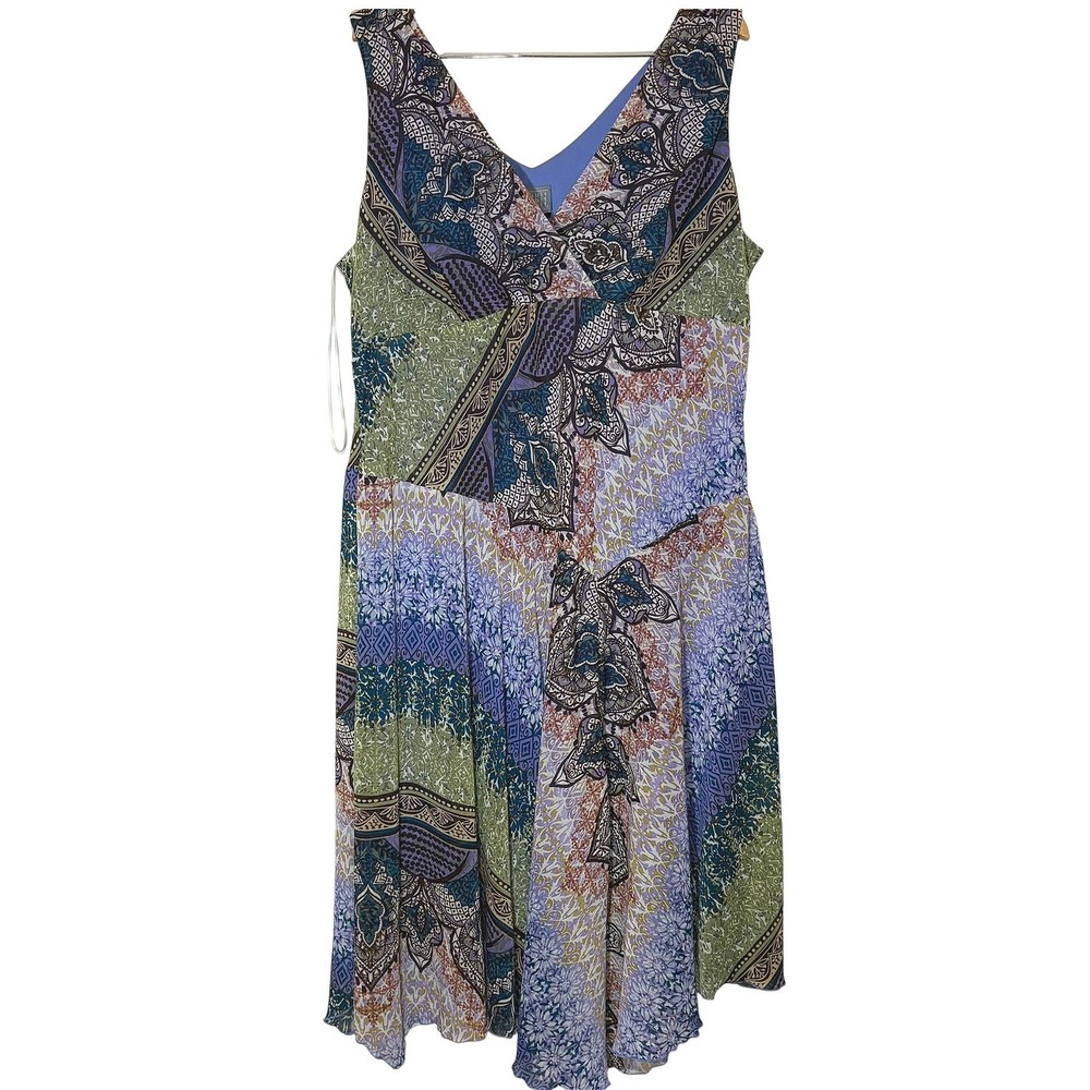 Rabbit Rabbit Rabbit Women Vintage Paisley Patchwork Midi Dress‎ Purple 18W EUC